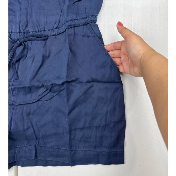 Daily Ritual Women's Large Blue Sleeveless Tencel Shorts Romper Drawstring Top - Picture 6 of 9